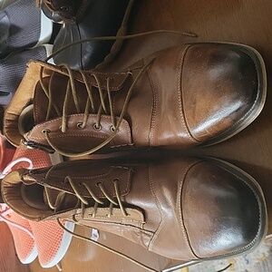 Steve Madden Jabbar mens 13 brown leather lace-up zipper ankle boot shoes
